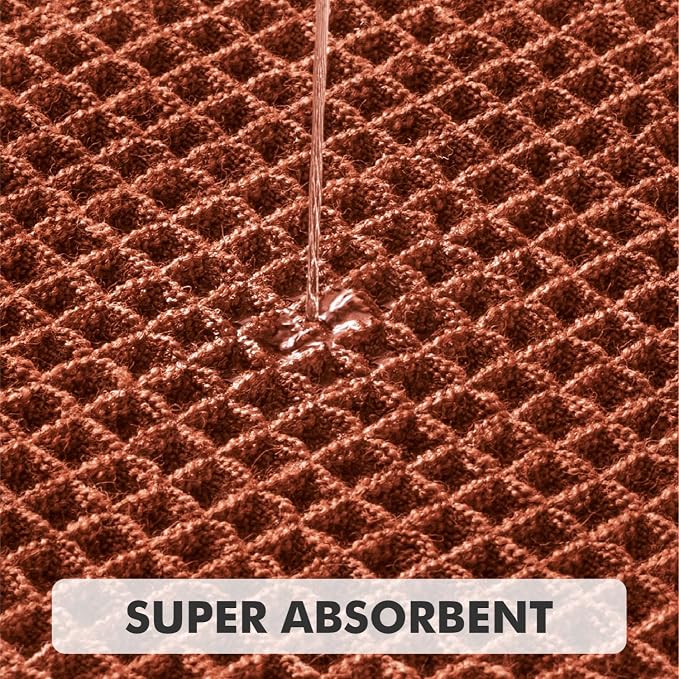 MIULEE Fall Rust Set of 2 Waffle Bathroom Rugs Boho Bath Mat 18x30 Inch | Non Slip, Super Absorbent, Washable, Ultra Soft, Rubber Backed Bath Rugs for Bathroom Floor Tub Shower
