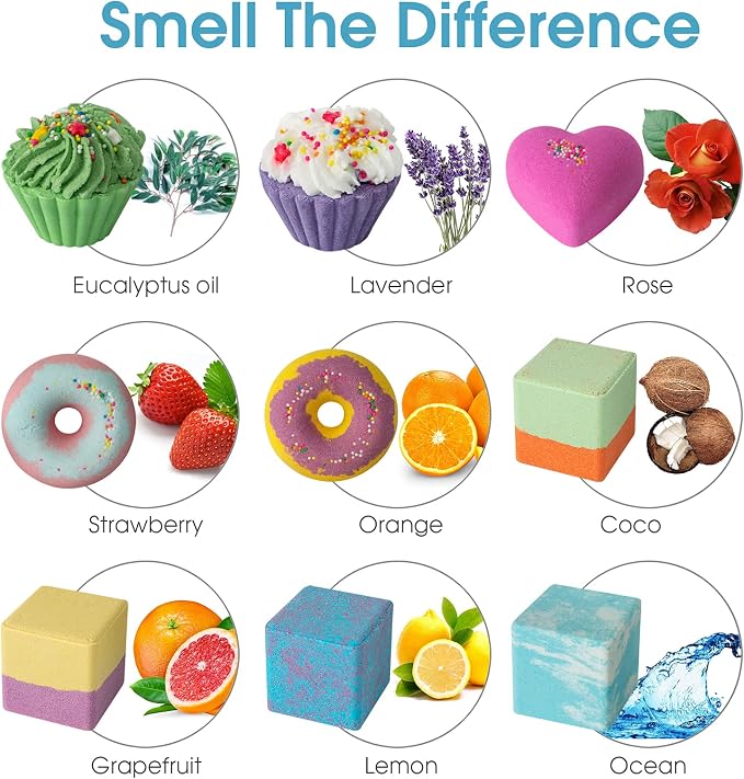 comfso Bath Bombs for Kids, 10 Bath Bomb Gift Set, Natural Bubble Bathbombs | Shea Butter Dry Skin Moisturize, Fizzy Spa Bath for Her Mom Women Kids Girls Girlfriend, Birthday Gifts