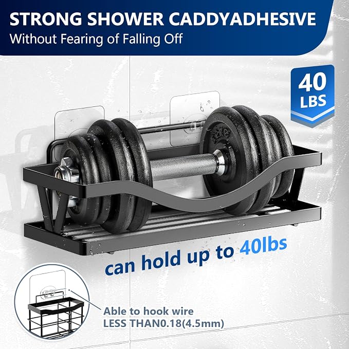 14-Pack Shower Caddy Adhesive Single Hooks for Replacement, Shower Holder Organizer Self Adhesive Wall Hooks for Bathroom Corner Shelf Basket Soap Dish