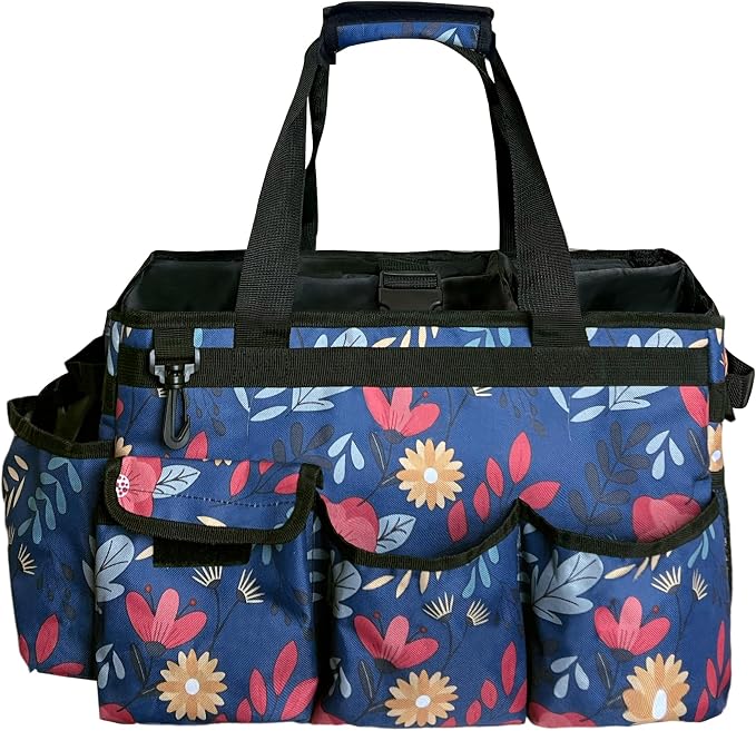 Cleaning Caddy Bag, Cleaning Caddy Organizer With Handle - Large Caddy Bag For House, Car, And Bathroom Cleaning Supplies, Housekeeping Handbag With Adjustable Shoulder Straps (Blue)