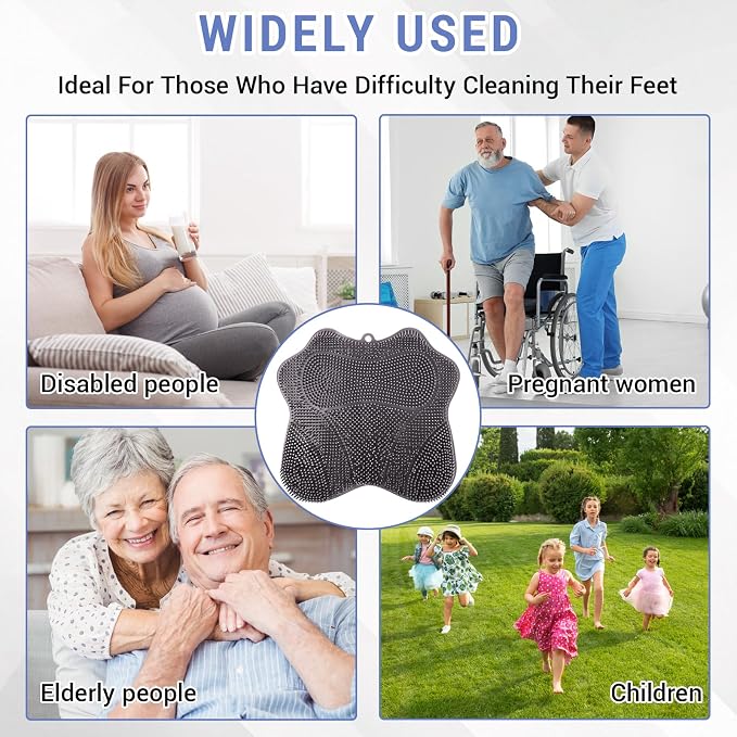 Silicone Foot Scrubber Mat for Shower Bath Foot and Back, Shower Feet Brush Pad with Wall-Mounted Suction Cups