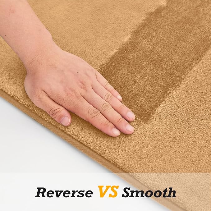 Bathroom Rugs Sets 3 Piece, Non-Slip & Quick Dry Bath Mat Set, Ultra Soft Velvet Bath Rugs for Bathroom, Toilet and Shower Floor, Khaki