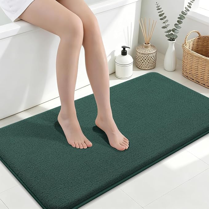 Smiry Memory Foam Bath Mat 44x24, Extra Soft Absorbent Bathroom Rugs | Green Quick Dry, Machine Washable Bath Mats for Bathroom, Shower, Tub and Home Decor Accessories