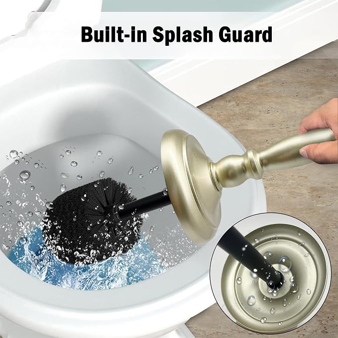 Metal Toilet Bowl Brush with Holder Premium Bathroom Cleaning Set Rustproof Hygienic Durable Elegant Finish
