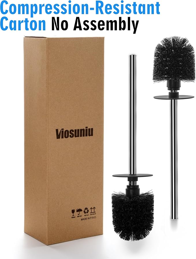 2 Pack Toilet Bowl Cleaning Brush Set for Bathroom | No Assembly and No Scratching Toilet Bowl, 304 Anti-Rust Handle