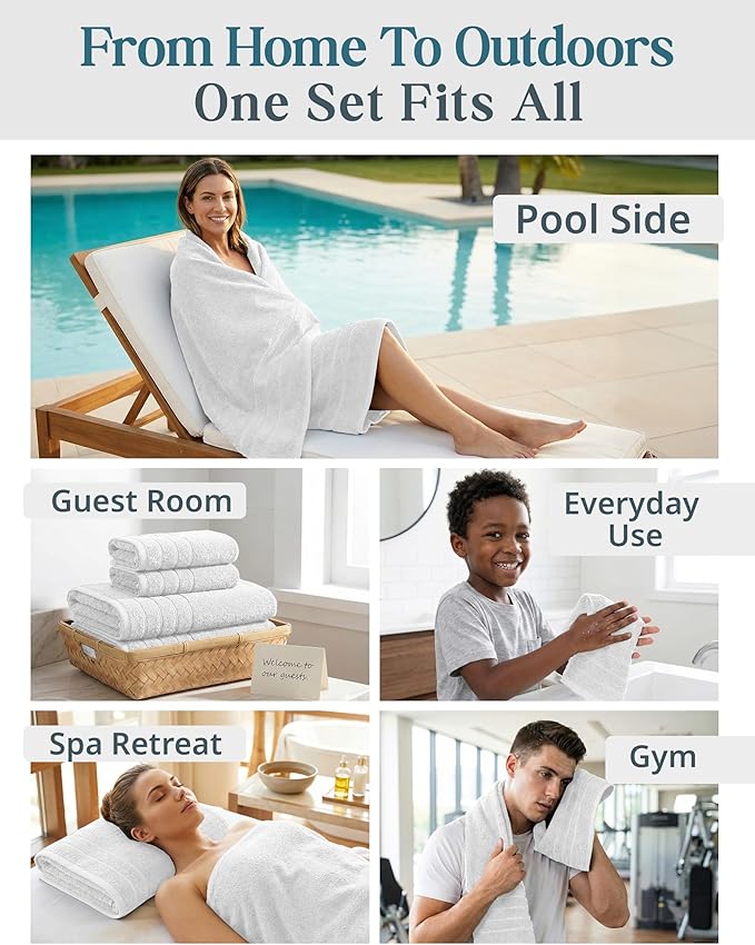 Casa Platino Bath Towel Set 100% Cotton 18 Piece Soft Absorbent - White | Bathroom Towels - Generously Sized, Oversized & Roomy, Lightweight & Breathable, Fade-Resistant Color, Classic Terry Weave