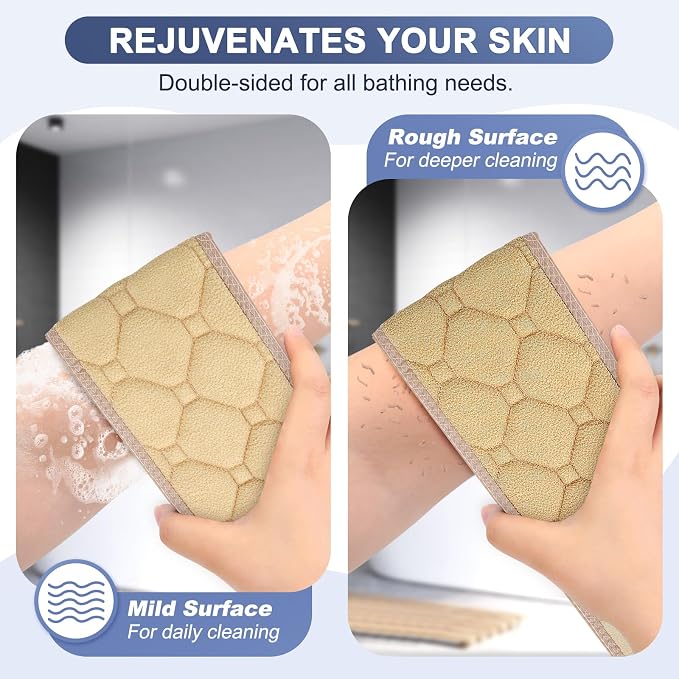 eaxun 38.5 Inch Exfoliating Back Scrubber with Dual Handles for Shower | Dual-Sided Bath Washer for Deeper Cleansing, Full Back Coverage Exfoliator without Straining for Men & Women