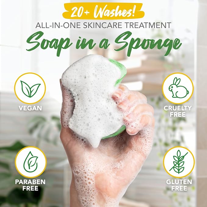 Spongeables Pedi Scrub Foot Exfoliating 5+ Wash Travel Sponge, Citron Eucalyptus, 1 Count