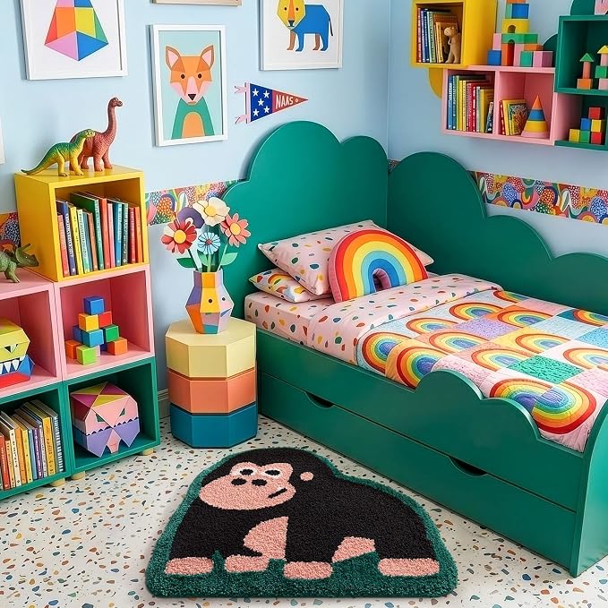 LUMI Cute Animal Bathroom Rugs, Chimpanzee, Plush Absorbent Bath Mats for Bathroom, Non-Slip Backing, Washable, Ideal for Shower Sink Bathtub Room Decor, 24"x30"