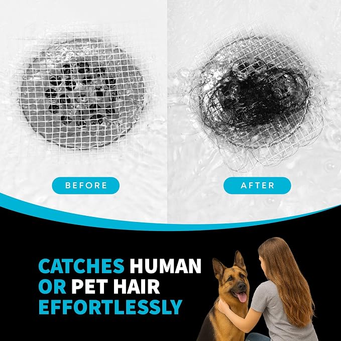 TubShroom 26 Pack Square Disposable Drain Cover - Hair Catcher Mesh Sticker Strainers for Shower Bathtub and Bathroom - Hair Catcher Sticker Drain Protector - Half Year Supply