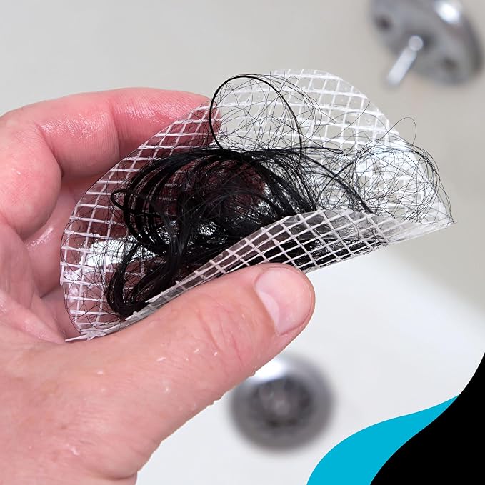 TubShroom Toss 26pk Disposable Drain Covers - Hair Catcher Mesh Sticker Strainers for Shower Bathtub and Bathroom Sink Drains to Prevent Clogged Drains, Half Year Supply