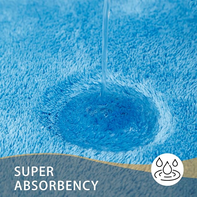 MINIDEAR Bathroom Rugs 24x17 Lake Blue - Thick Memory Foam Bath Mat, Ultra Soft & Plush Fluffy, Non-Slip, Quick Dry, Absorbent Washable Floor Microfiber Mat for Tub, Home Decor Accessories