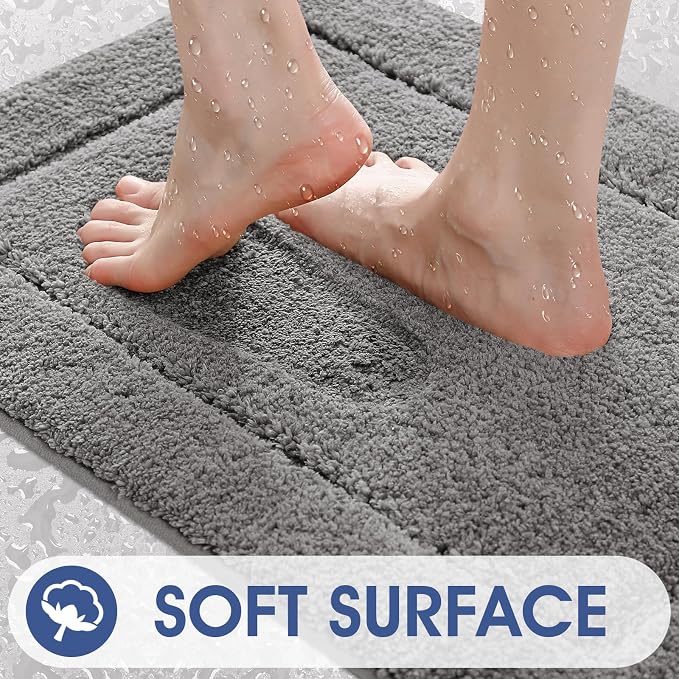 IM HOME Bathroom Rugs Sets 3 Piece, Ultra Soft Thick Plush Fluffy Microfiber Absorbent Bath Mat, Non-Slip Backing, Machine Washable Bath Mats for Bathroom Floor, Tub, Toilet and Shower, Charcoal Gray