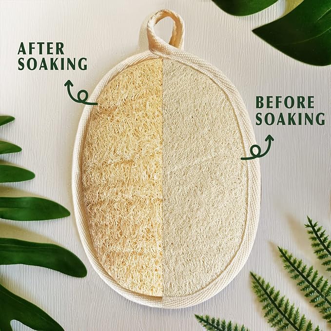 YIQINGJIE Natural Loofah Exfoliating Body Scrubber,4 Pack,Brown | Shower Loofah for Women and Men,Made with Eco-Friendly and Biodegradable Soft Shower Luffa Sponge