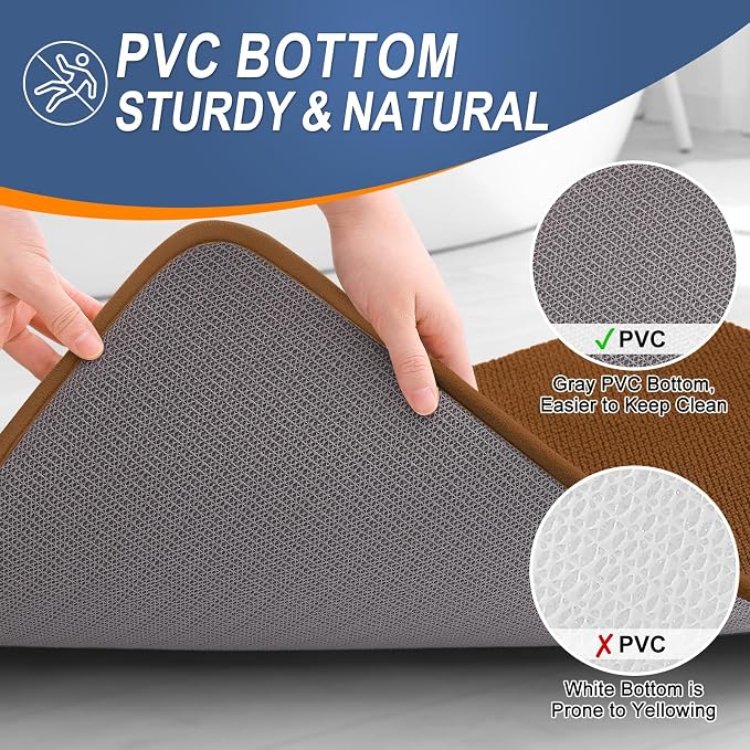 OLANLY Memory Foam Bathroom Runner Rugs 47x17, Absorbent Long Mat, Ochre | Soft Quick Dry Bath Rugs, Non-Slip Carpet, Machine Washable Mat for Bathroom Floor, Tub and Shower, Home Decor Accessories