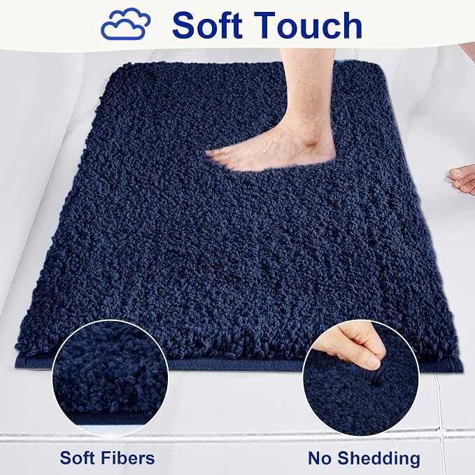Bathroom Rugs Sets 2 Piece Non Slip Washable Bath Mat Set | Soft Absorbent bathroom mat set Microfiber bathroom floor mat Rubber Backed bath rug set for Floor, Tub and Shower