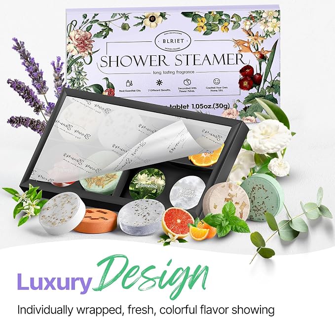 Shower Steamers Aromatherapy Blriet Gifts for Women, Teen Girls, Wife, Her, Mom, Father Days, Daughter, Grandma Basket Stuffers Birthday Gifts Decoration Travel Essentials Self Care Home Spa 8 Pack