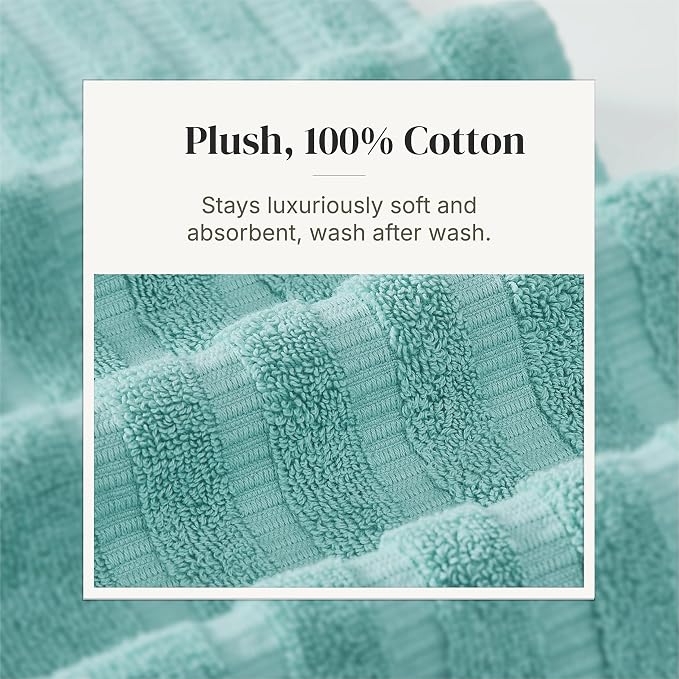 Modern Threads 6 Piece Bath Towel Set – Bathroom Set with 2 Bath Towels, 2 Hand Towels, and 2 Wash Cloths – 100% Cotton, Super Absorbent & Extra Soft – Reversible Classic Diamond (Aqua)