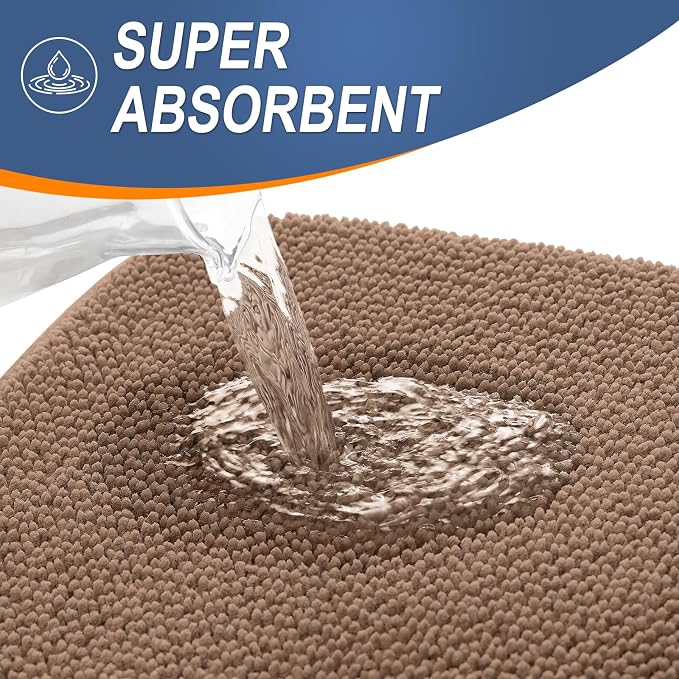 OLANLY Thick Memory Foam Bathroom Rugs 36x24, Absorbent Bath Mat, Mocha | Soft Quick Dry Bath Rugs, Non-Slip, Machine Washable Carpet for Bathroom Floor, Tub and Shower, Home Decor Accessories