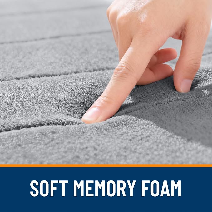 OLANLY Memory Foam Large Bath Mat 40x32, Super Soft Absorbent Bathroom Rugs | Grey, Quick Dry Bath Rug, Machine Washable Shower Floor Mats, Bathmat Carpet for Bathroom Floor, Tub and Shower