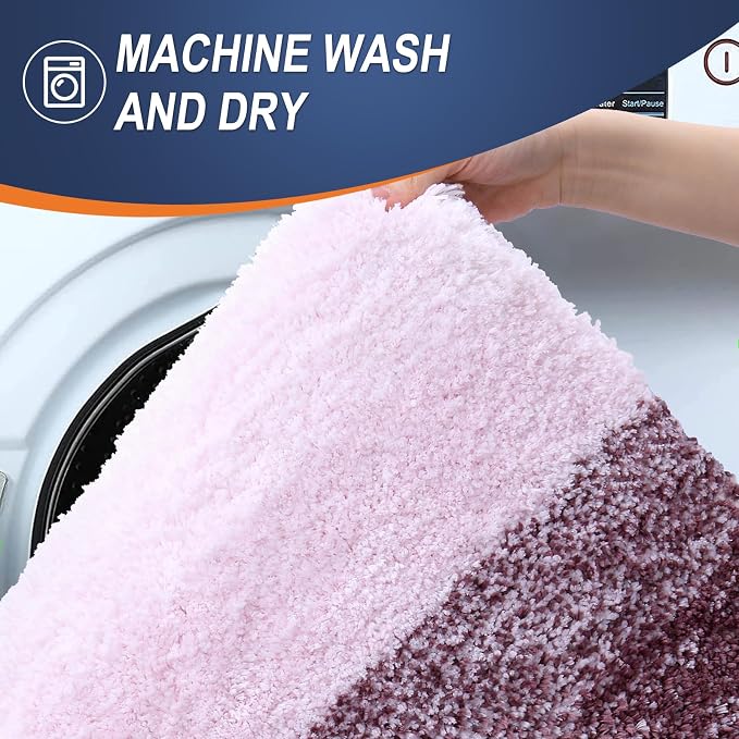 OLANLY Bathroom Rugs Mat 36x24, Extra Soft Absorbent Microfiber Bath Rugs | Mauve, Non-Slip Quick-Drying Rubber Backing, Washable Plush Bath Mat for Floor, Tub and Shower, Home Decor Accessories