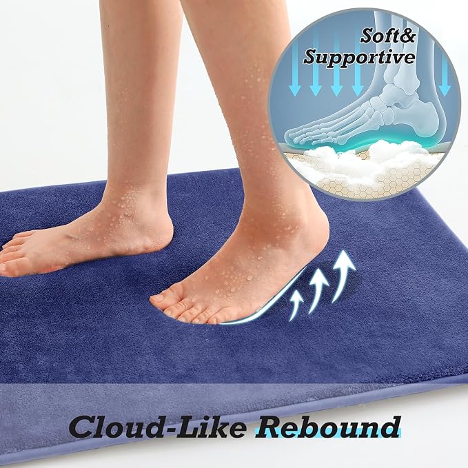HUXMEYSON Bathroom Rugs Sets 2 Piece, Non-Slip & Quick Dry Bath Mat Set, Ultra Soft Velvet Bath Rugs for Bathroom, Toilet and Shower Floor, Royal Blue