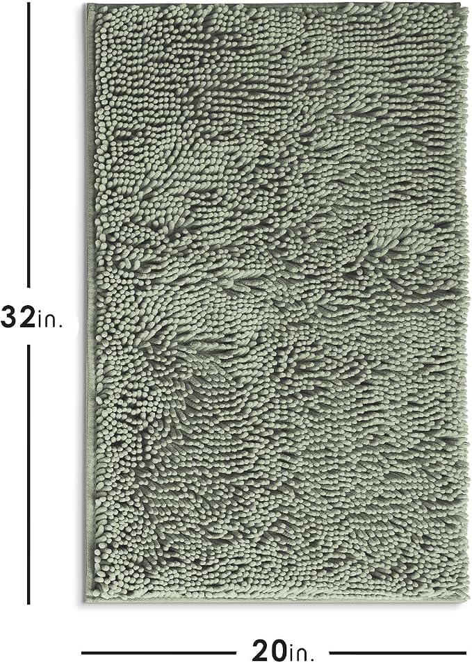 Hearth & Harbor Bathroom Rugs, Chenille Bath Mat - Machine Washable Bath Mats for Bathroom Non-Slip Backing Rubber, Quick Dry Bathroom Mat