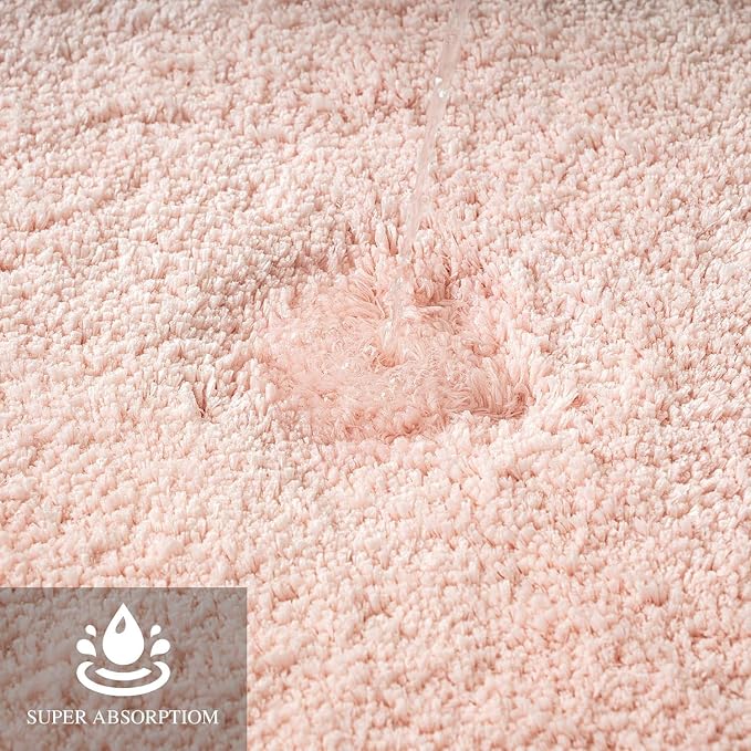 MIULEE Blush Bathroom Rugs Set 2 Piece Soft Bath Mats 20x20+16x24 Inch | Absorbent Microfiber Bath Mat and U-Shaped Toilet Rug, Non Slip, Quick Dry, for Bathroom Floor Tub Showers, Machine Washable