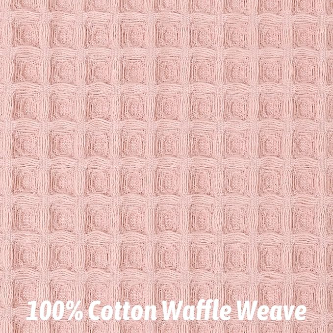 Jacquotha Waffle Hand Towels for Bathroom Decor (Pink) | 2-Piece Cotton Face Towels, Fast Drying & Absorbent, 13” x 29”