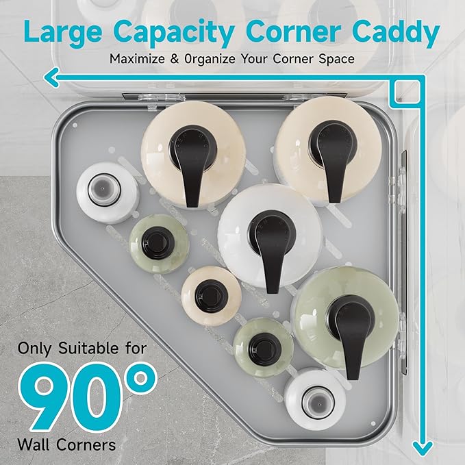 Veken Aluminum Corner Shower Caddy 4-Pack, Never Rust, No Drilling Adhesive Shelves, Stainless Rack with Soap Holder, Bathroom Organizers and Storage, Wall-Mounted Kitchen & Home Decor, Silver