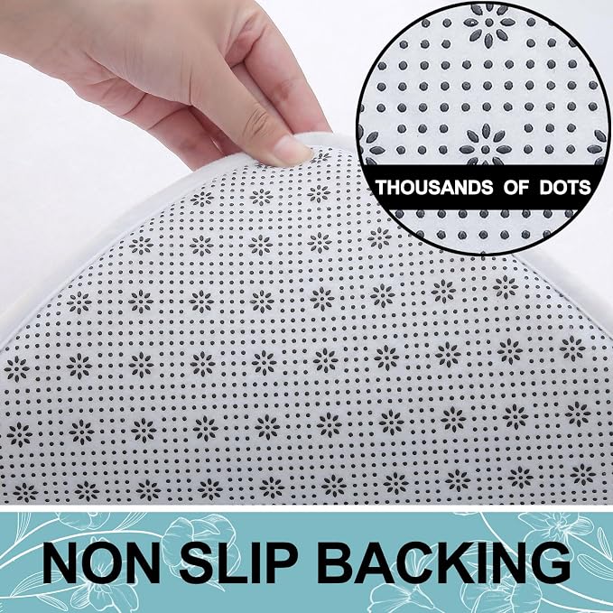 Smiry Memory Foam Toilet Rugs 20x20, Extra Soft Absorbent Bathroom Rugs | White, Quick Dry Machine Washable Non-Slip Contour Bath Mat for Toilet