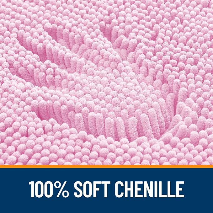 OLANLY Large Bathroom Rugs 70x46, Extra Soft Absorbent Chenille Bath Rugs | Pink, Quick-Drying Rubber Backing, Machine Washable Bath Mat for Bathroom Floor, Tub and Shower, Home Decor Accessories