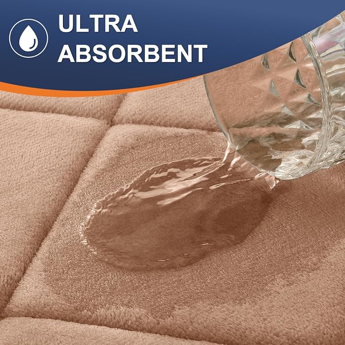 OLANLY Memory Foam Bath Mat 59x24, Ultra Soft and Absorbent Bathroom Rugs | Dark Beige, Quick Dry, Machine Washable Shower Bath Rugs, Comfortable Bath Carpet for Bathroom Floor, Tub and Shower