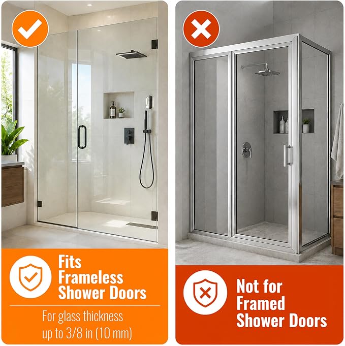 Shower Door Hooks, Over The Glass Shower Towel Hook, Black, 2 Pack | Stainless Steel, Heavy Duty, Easy Installtion, Slim Design, Soft Padding, Towel Hooks For Glass Shower Door