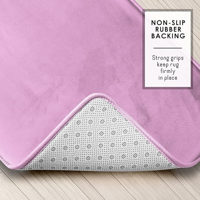 Clara Clark Bathroom Rugs, Velvet Memory Foam Bath Mat, Non-Slip, Machine Washable Bath Rugs - Dries Quickly, Ultra Soft Plush Bath Mats for Bathroom, 17 x 24, Lavender Dream