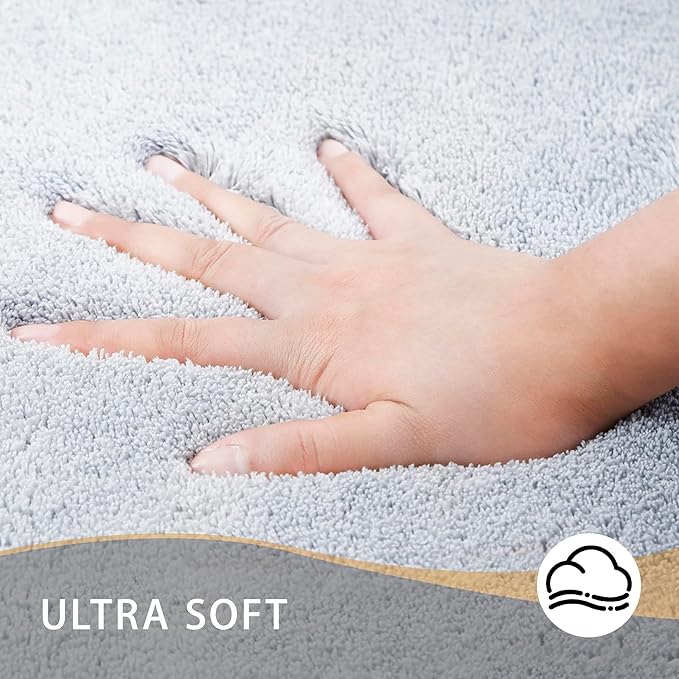 MINIDEAR Bathroom Rugs 44x24 Light Gray - Thick Memory Foam Bath Mat, Ultra Soft & Plush Fluffy, Non-Slip, Quick Dry, Absorbent Washable Floor Microfiber Mat for Tub, Home Decor Accessories