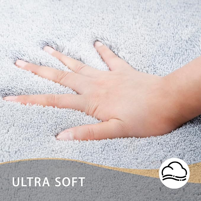 MINIDEAR Bathroom Rugs 47x17 Light Gray - Thick Memory Foam Bath Mat, Ultra Soft & Plush Fluffy, Non-Slip, Quick Dry, Absorbent Washable Floor Microfiber Mat for Tub, Home Decor Accessories