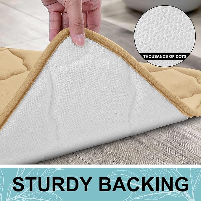 OLANLY Memory Foam Bath Mat Rug 30x20, Ultra Soft and Absorbent Bathroom Rugs, Non-Slip, Comfortable, Machine Washable Bath Carpet for Bathroom Floor, Tub, Shower and Home Decor Accessories, Beige | Thick Absorbent Carpet, Non-Slip Backing, Machine Was...