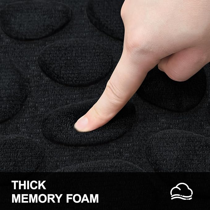 Stone Bath Mats, Non-Slip Memory Foam Bathroom Rug, 24x36 Black | TPR Rubber Backing,Ultra Soft,Highly Absorbent,Machine Washable,Quick Dry for Tub and Shower, Home Decor Accessories