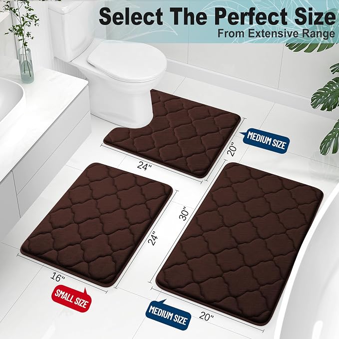 OLANLY Memory Foam Bath Mat Rug 30x20, Ultra Soft Bathroom Rugs, Brown | Thick Absorbent Carpet, Non-Slip Backing, Machine Washable, for Bathroom Floor, Tub, Shower and Home Decor Accessories