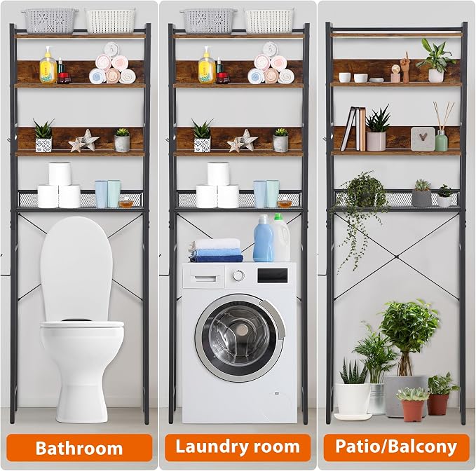 ZenStyle Over The Toilet Storage, 4-Tier Bathroom Space Saver Storage Organizer, Multifunctional Toilet Stand Rack, Easy to Assembly