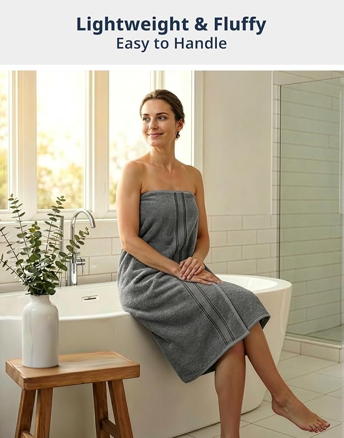 LANE LINEN Bath Sheet Set 4 Pack Oversized Soft Absorbent Quick Dry - Grey | Cotton Bath Sheets - Oversized & Roomy, Lightweight & Breathable, Fade-Resistant Color, Classic Terry Weave, Densely Woven