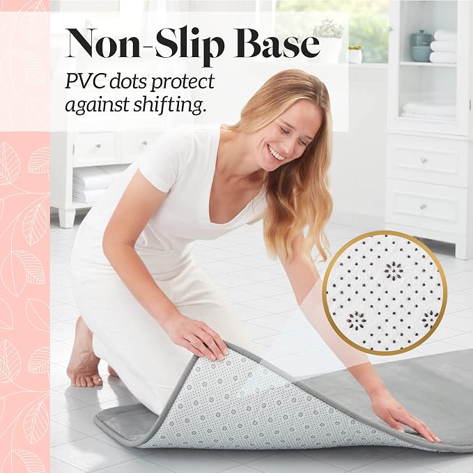 Memory Foam Bath Mat Non Slip Absorbent Super Cozy Velvet Bathroom Rug Carpet (72 inches X 24 inches, Grey)