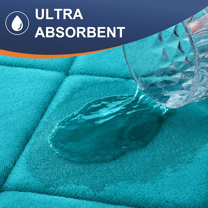 OLANLY Memory Foam Bath Mat 59x24, Ultra Soft and Absorbent Bathroom Rugs | Teal, Quick Dry, Machine Washable Shower Bath Rugs, Comfortable Bath Carpet for Bathroom Floor, Tub and Shower
