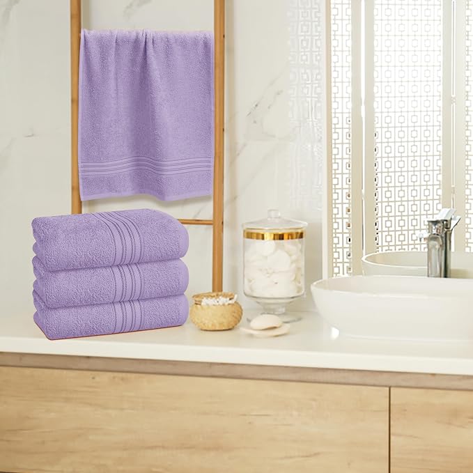 BOUTIQUO Ultra Soft Cotton 6 -Piece Hand Towel Set 16x24 Inch, Ideal for use in Bathroom, Kitchen, Gym, Spa & General Cleaning, Compact & Lightweight Multi Purpose Hand Towels - Purple
