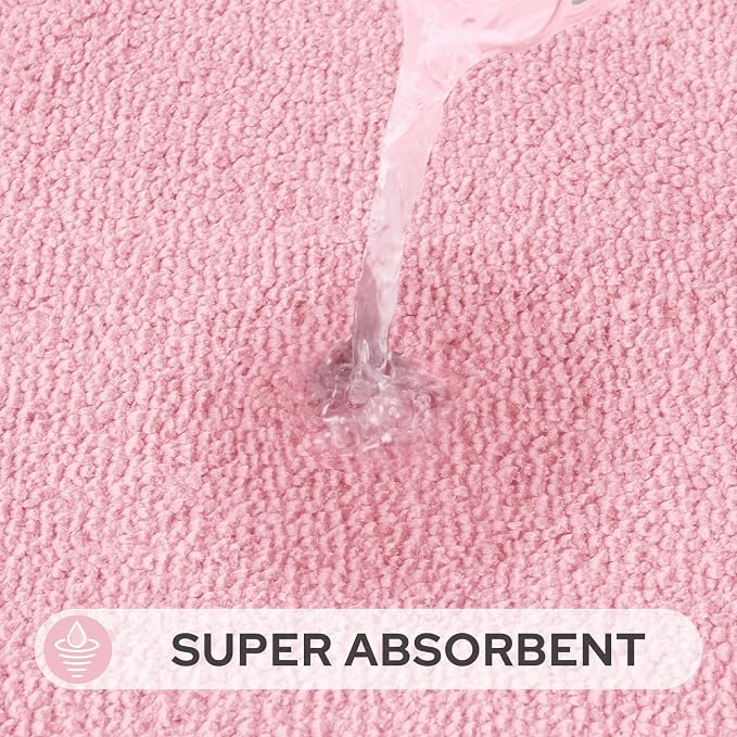 HOMEIDEAS Bathroom Rugs Sets 2 Piece, Soft Extra Long Bath Mat Light Pink | Super Soft and Absorbent Non Slip Microfiber Bath Rug，Machine Washable, for Bathroom, 20" x 47" + 16" x 24"