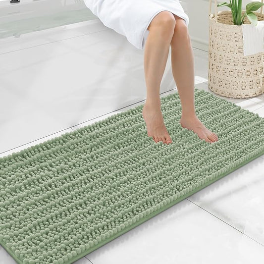 Smiry Bathroom Rugs 47X20, Extra Soft Rubber Backing Chenille Bath Mats | Sage Green Machine Washable Non Slip Quick Dry Bath Mats for Bathroom Floor, Tub, Shower, Home Decor Accessories