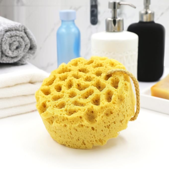 myHomeBody Bath Sponge, Foam Loofah, Shower Sponge for Body, Round, 3 Pack | Large Size, Lots of Lather, Bath Sponges for Shower, Body Scrubber for Bathing, Body Wash Women, Exfoliating Loofah Sponge