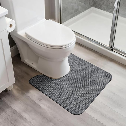 Bosap Toilet Rugs U Shaped Bathroom Rug,Machine Washable Non Slip Quick Dry Super Absorbent Ultra Thin Toilet Mats for Bathroom Toilet.Dark Grey,1'8"x2'(20x24inch)