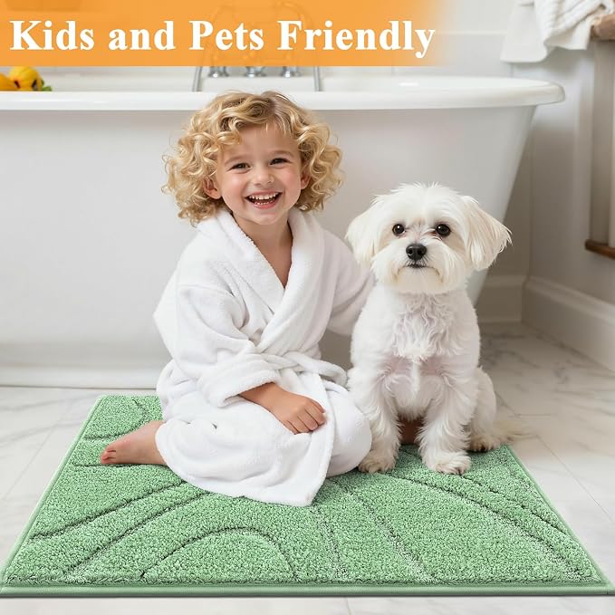 HEBE Bathroom Rugs Sets 5 Piece, Non Slip Washable Absorbent Bath Mat Set | Super Soft Plush Microfiber Bathroom Mats with Runner Set, Solid Bathmat with U-Shaped Toilet Rug Cover Set for Tub, Shower